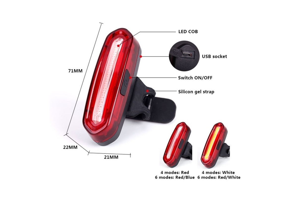 Фото Фонарь габаритный задний (стекло) BC-TL5434 LED, USB, (красный) с официального сайта OSKAR™