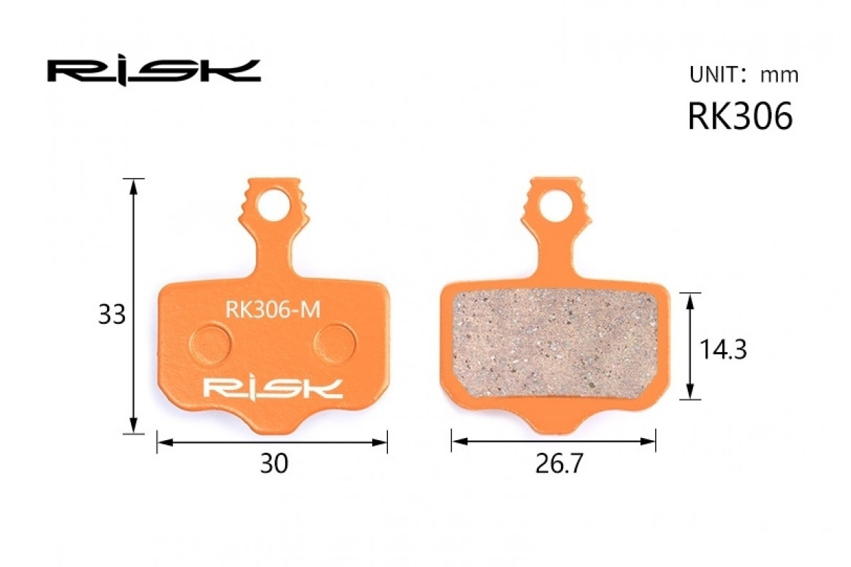 Фото Колодки тормозные полуметалл disc RISK RK306-S AVID ELIXI/R/CR Mag /E1/E3/E5/E7/E9/XO/XX с официального сайта OSKAR™
